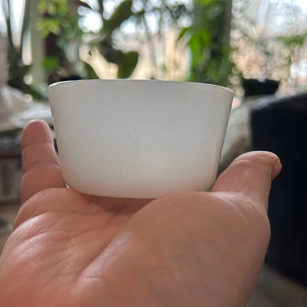 Glasbake Custard Cups White Milk Glass 5 Ramekin Dessert Prep Bowls MCM - Picture 6 of 8